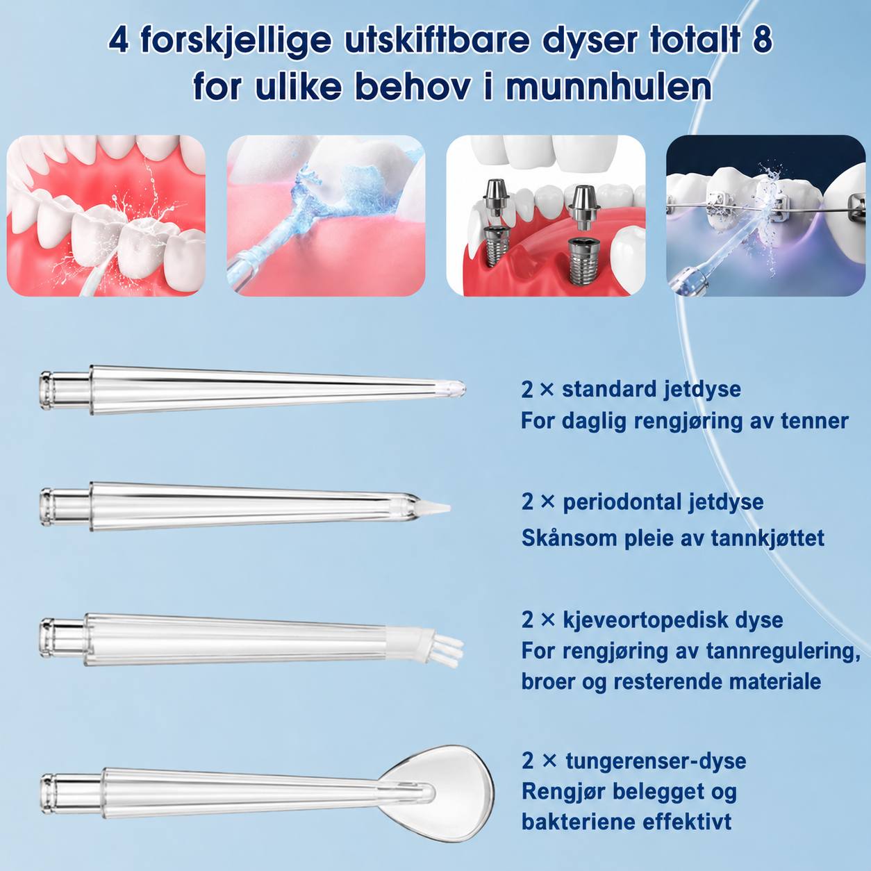 Bærbar sonisk munnrenser